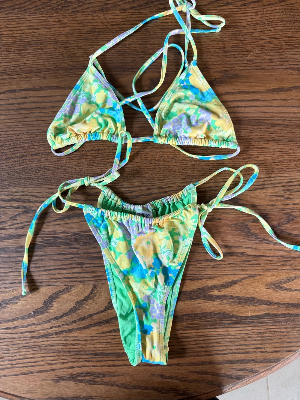 Sabo Skirt Green Yellow Blue Floral Tie Bikini